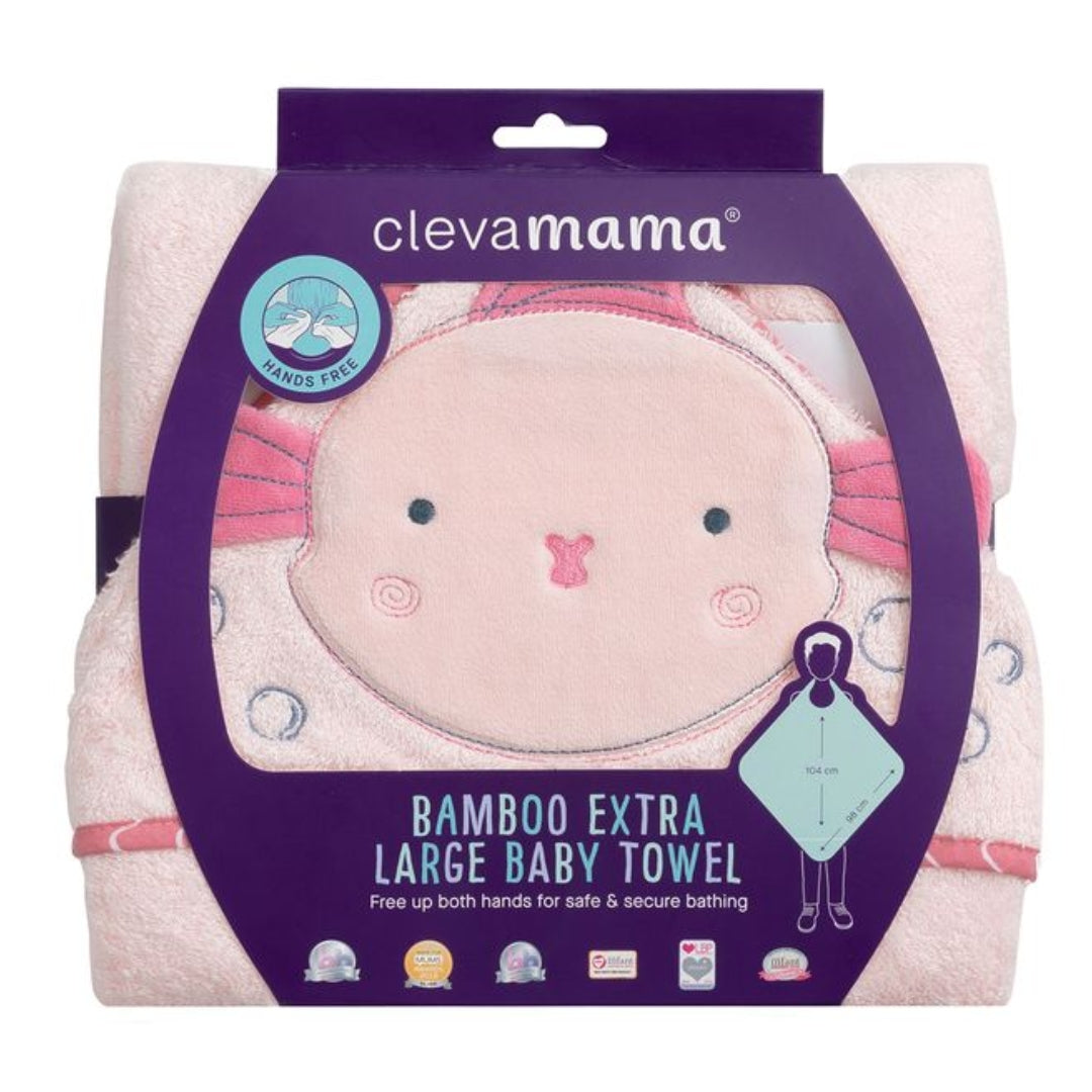 ClevaMama Bamboo Apron Bath Towel Pink
