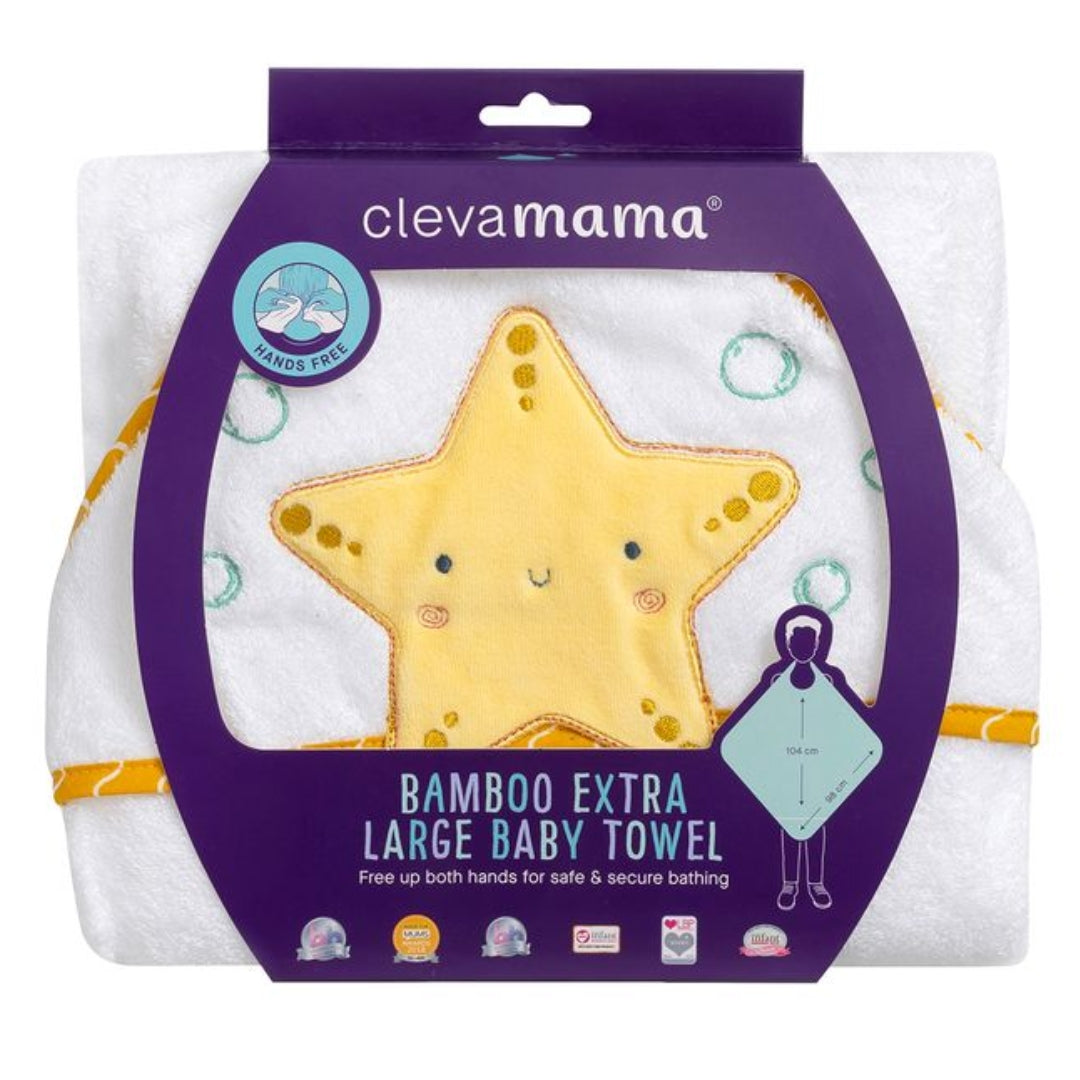 ClevaMama Bamboo Apron Bath Towel White/Honey