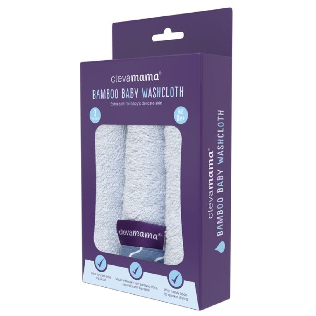 ClevaMama Bamboo Baby Washcloth Set 3pk Blue