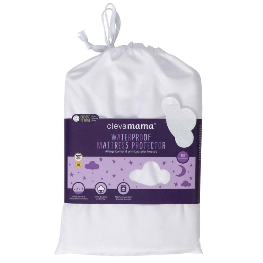 ClevaMama Brushed Cotton Compact Cot Fitted Waterproof Mattress Protector