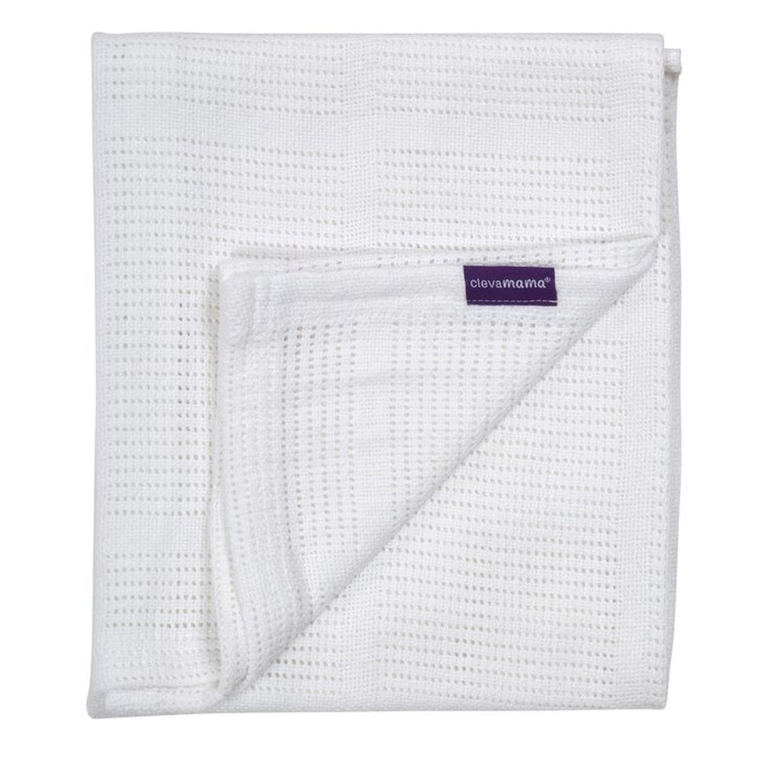 ClevaMama Cellular Blanket Cot/Cot Bed 120x140cm White
