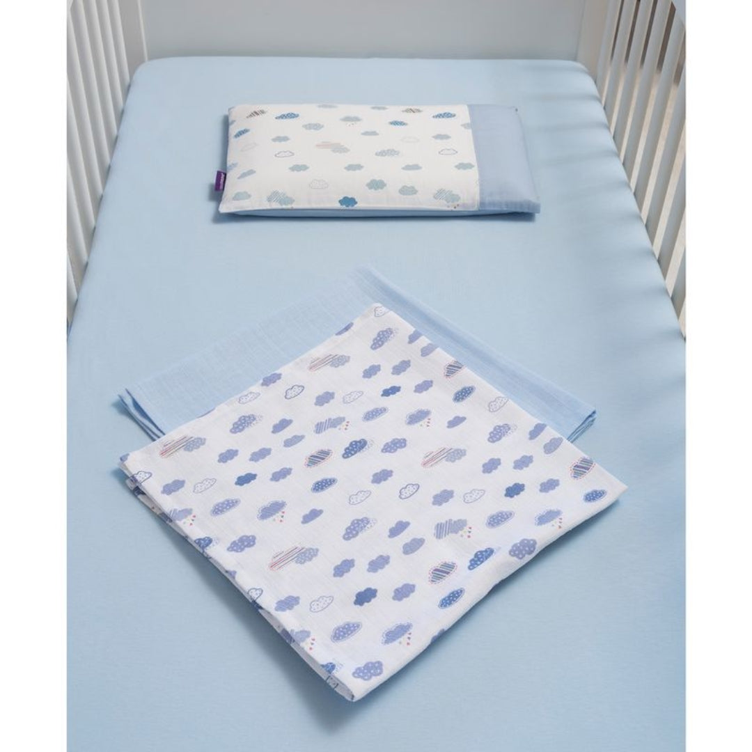 ClevaMama Jersey Cotton Fitted Sheets Compact Cot 2pk Blue