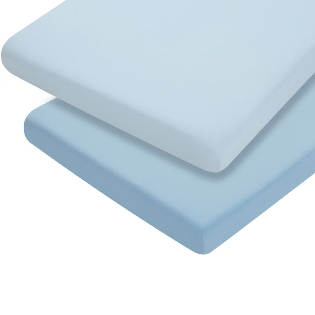 ClevaMama Jersey Cotton Fitted Sheets Cot Bed 2pk Blue