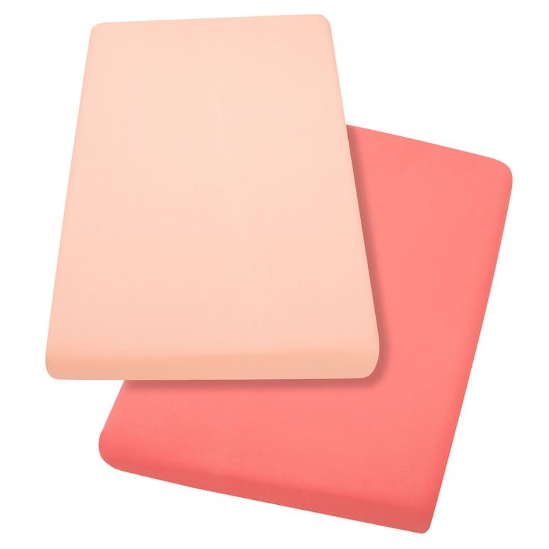 ClevaMama Jersey Cotton Fitted Sheets Compact Cot 2pk Coral