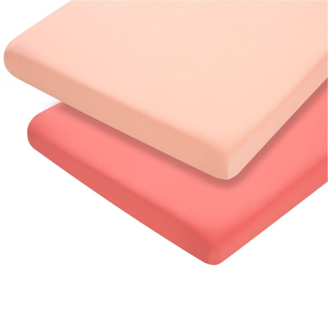 ClevaMama Jersey Cotton Fitted Sheets Compact Cot 2pk Coral
