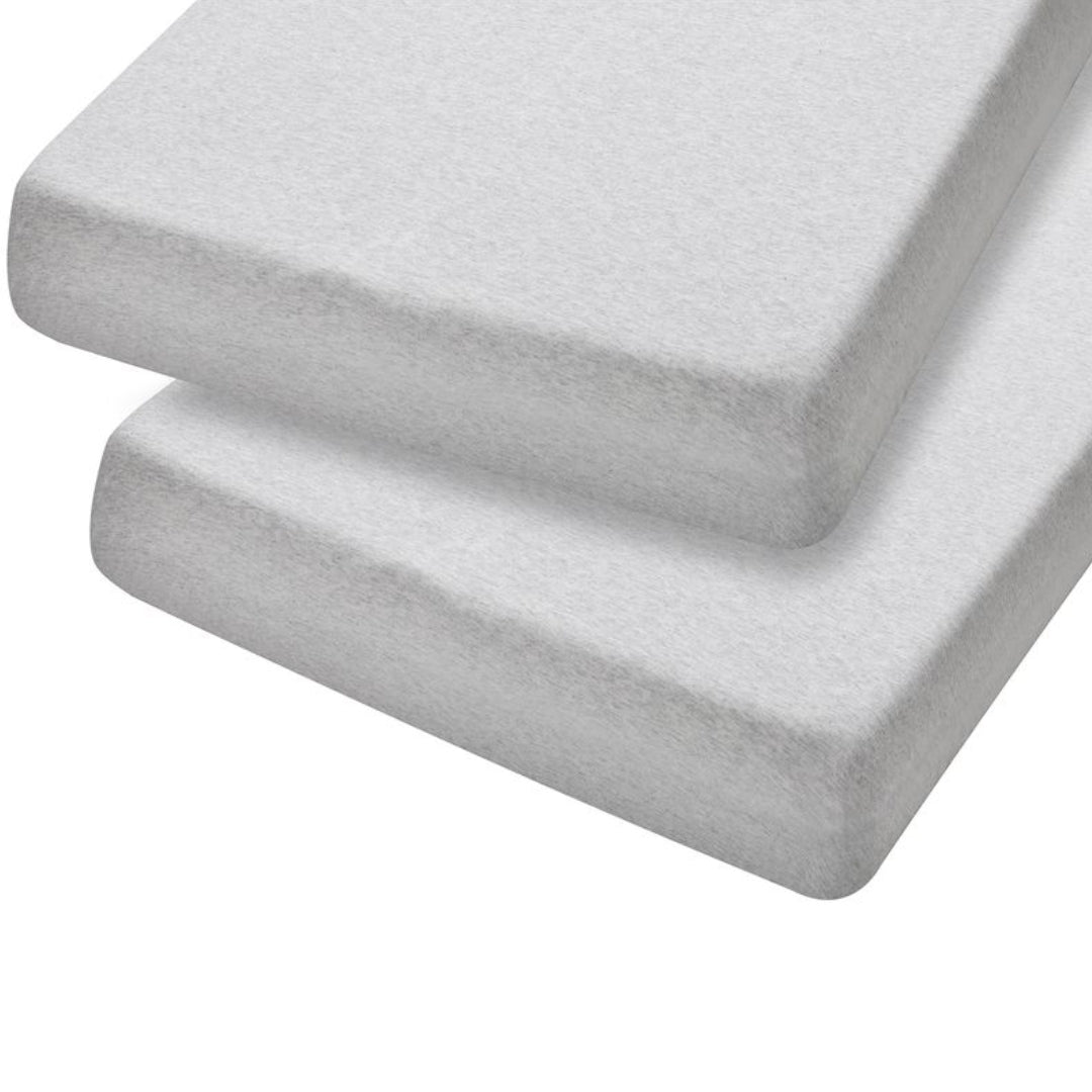 ClevaMama Jersey Cotton Fitted Sheets One Size Cot & Cot Bed 2pk Melange Grey
