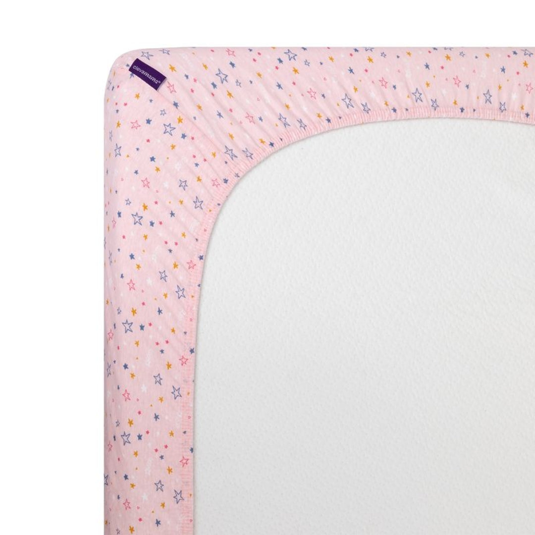 ClevaMama Jersey Cotton Fitted Sheets One Size Cot & Cot Bed 2pk Pink