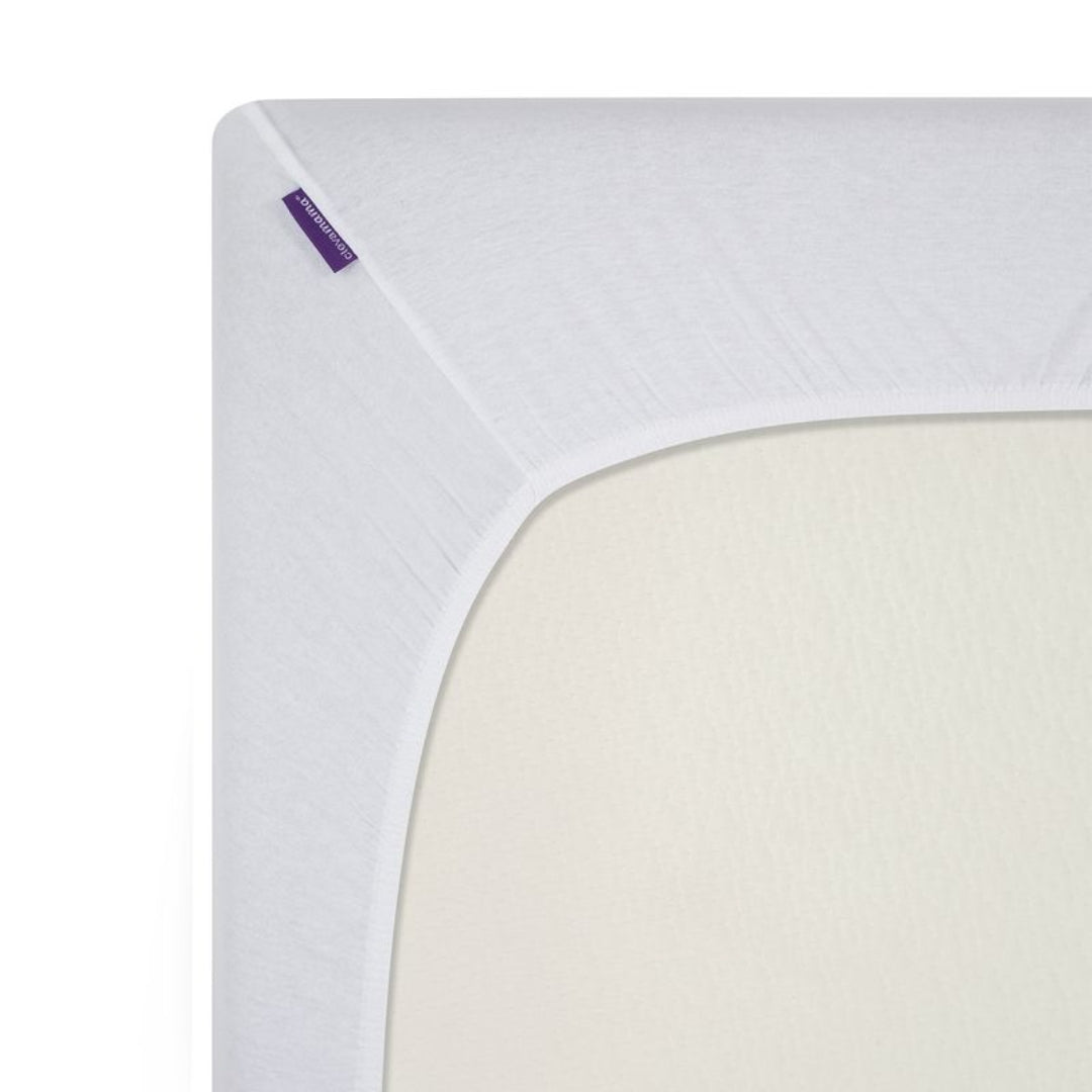 ClevaMama Jersey Cotton Fitted Sheets Travel Cot 2pk White