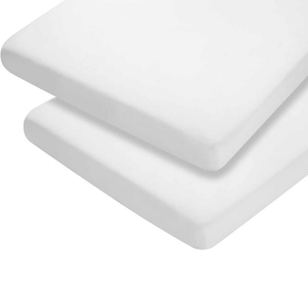ClevaMama Jersey Cotton Fitted Sheets Travel Cot 2pk White