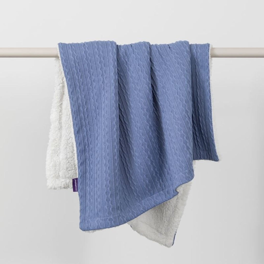 ClevaMama Luxe Sherpa Baby Blanket Blue
