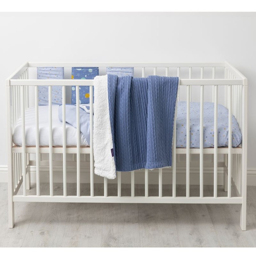 ClevaMama Luxe Sherpa Baby Blanket Blue