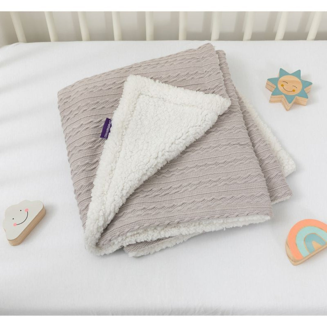 ClevaMama Luxe Sherpa Baby Blanket Grey