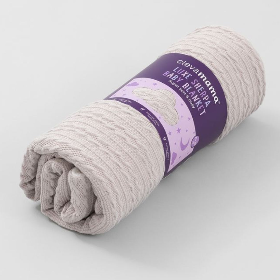 ClevaMama Luxe Sherpa Baby Blanket Grey