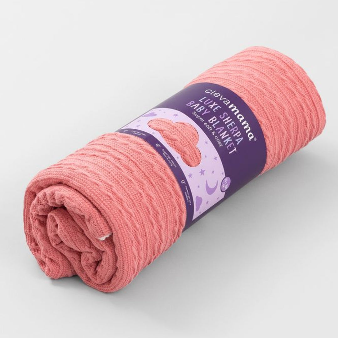 ClevaMama Luxe Sherpa Baby Blanket Pink