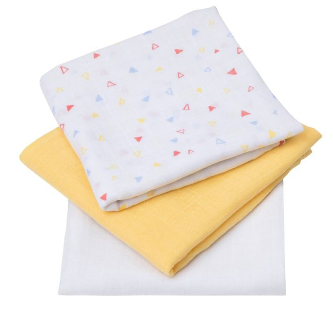 ClevaMama Muslin Cloth Set - Super Soft Bamboo & Cotton 3 Pack Yellow