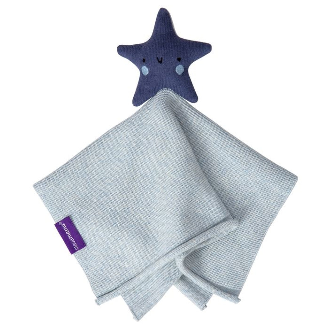 ClevaMama Shooting Star Comforter Organic Cotton Knit Blue