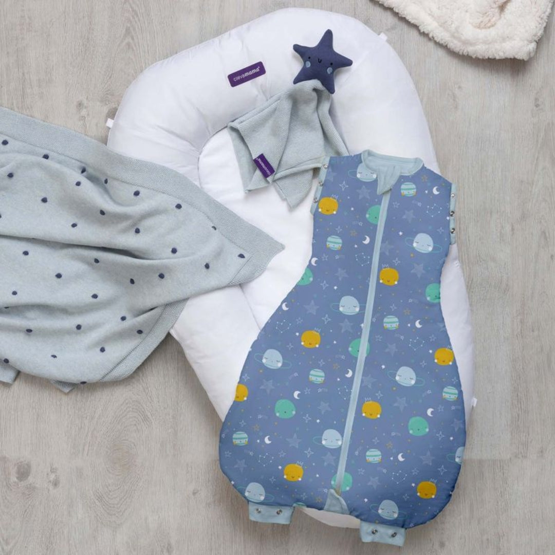 ClevaMama Shooting Star Comforter Organic Cotton Knit Blue