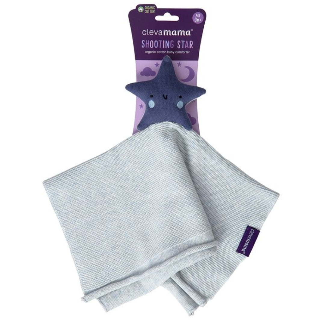 ClevaMama Shooting Star Comforter Organic Cotton Knit Blue