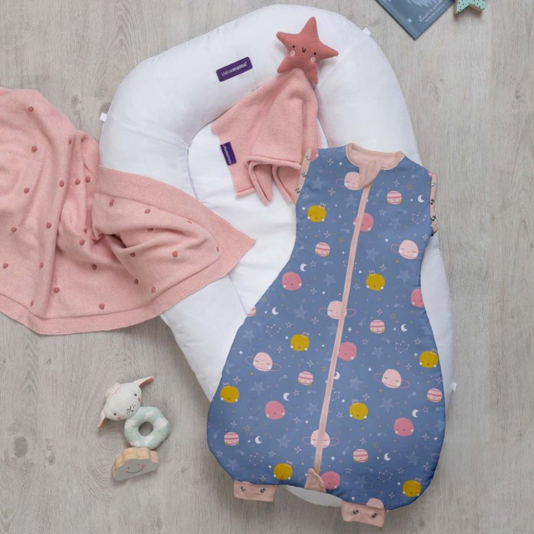 ClevaMama Shooting Star Comforter Organic Cotton Knit Pink