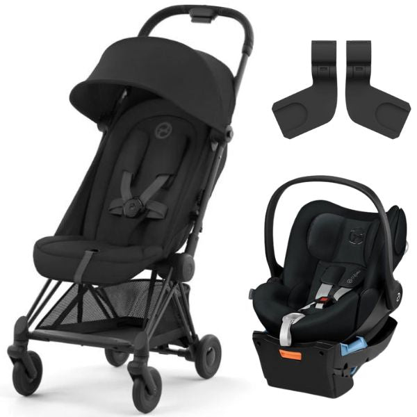 CYBEX Coya Stroller + Cloud Q Capsule Stardust Black + Adaptors