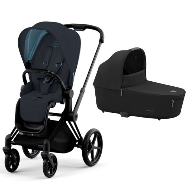 Cybex Priam V22 Pram with Matt Black Chassis + CYBEX Priam Lux Carry Cot 2024 Sepia Black