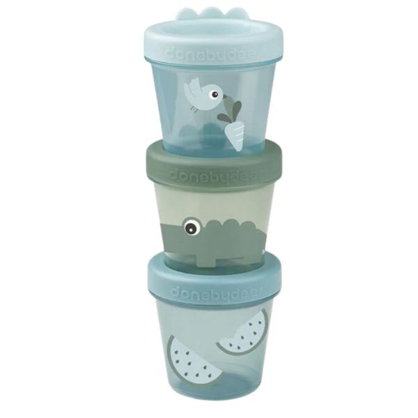 Done By Deer Baby Food Container 3-Pack Croco Green