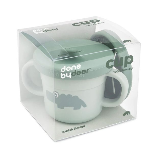 Done By Deer Foodie Spout/Snack Cup Croco Green