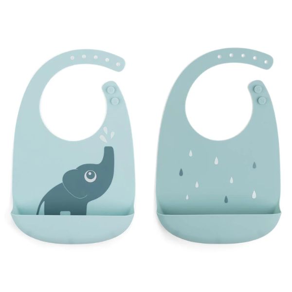 Done By Deer Silicone Bib 2 pack Elphee Blue