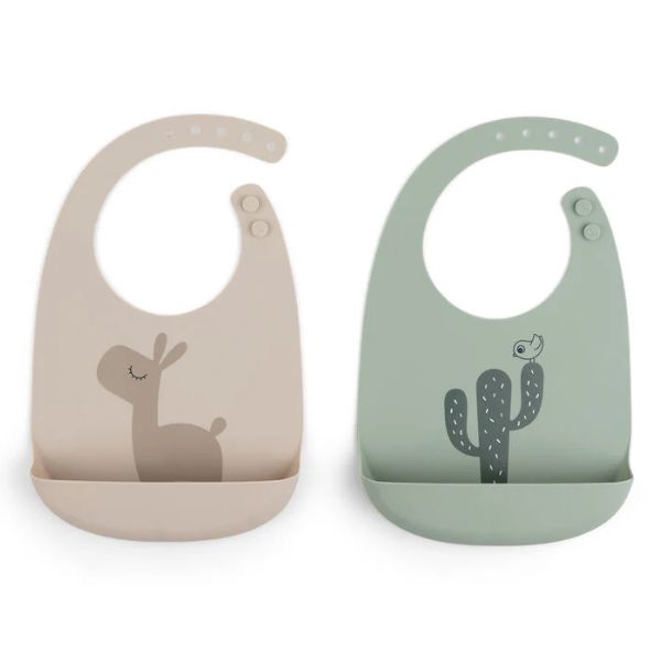 Done By Deer Silicone Bib 2 pack Lalee Sand/Green