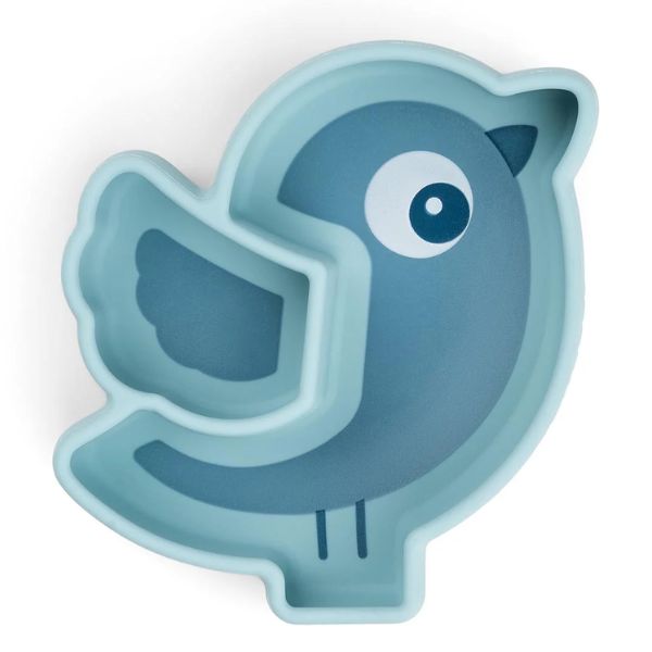 Done By Deer Silicone Stick & Stay Snack Plate Birdee Blue