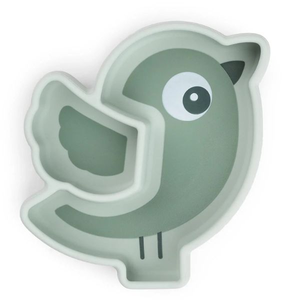 Done By Deer Silicone Stick & Stay Snack Plate Birdee Green