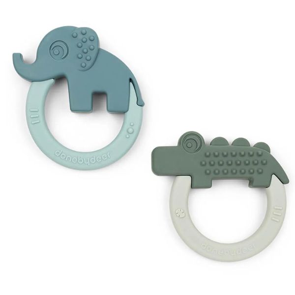 Done By Deer Teether 2 Pack Deer Friends Green/Blue