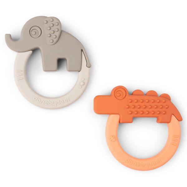 Done By Deer Teether 2 Pack Deer Friends Papaya/Sand