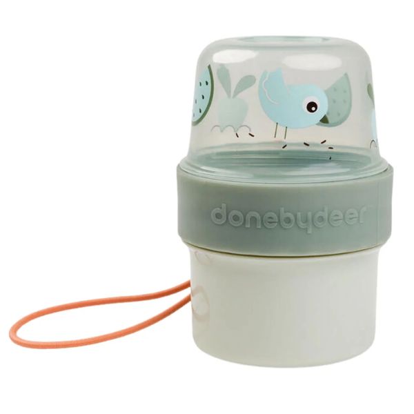 Done By Deer To Go 2-Way Snack Container Small Birdee Green