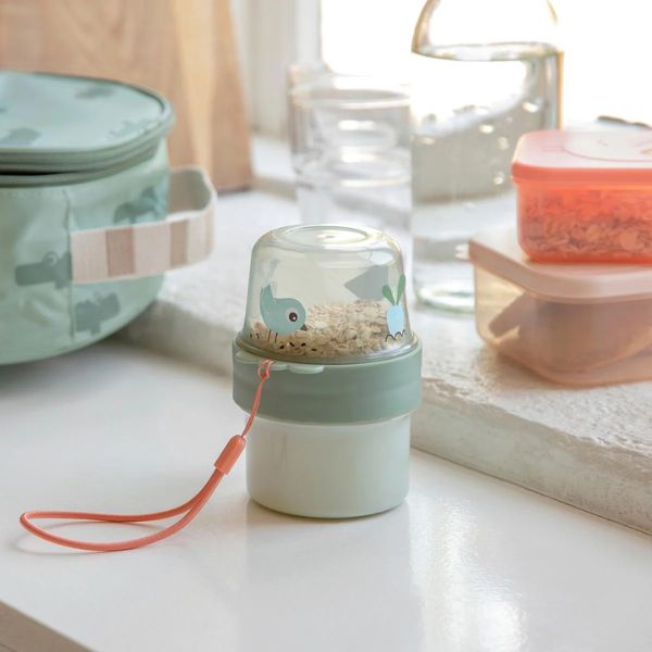 Done By Deer To Go 2-Way Snack Container Small Birdee Green