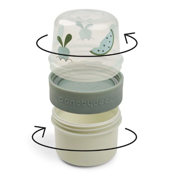 Done By Deer To Go 2-Way Snack Container Small Birdee Green