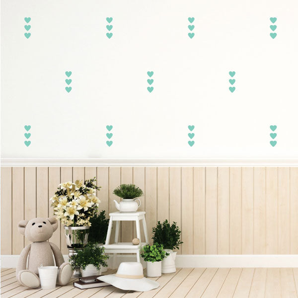 Decowall Lovely Hearts Graphic Wall Stickers Mint