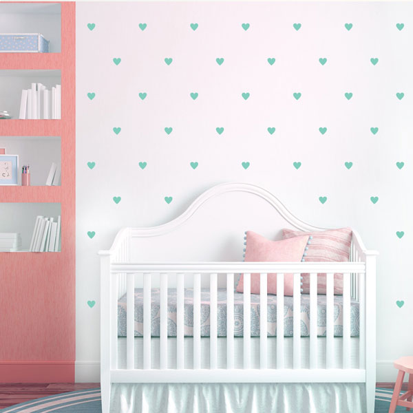Decowall Lovely Hearts Graphic Wall Stickers Mint