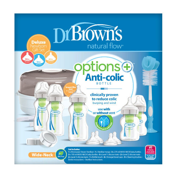 Dr Brown's Deluxe Newborn Wide Neck Options+ Gift Set