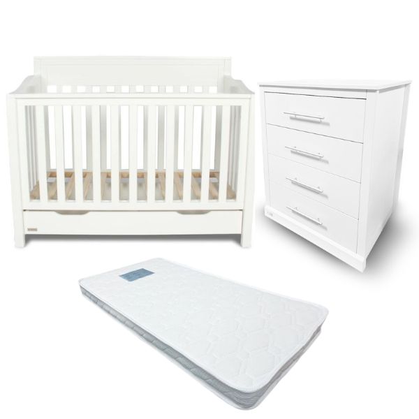 Eldita Chelsea Cot with Mattress + Versatile Chest