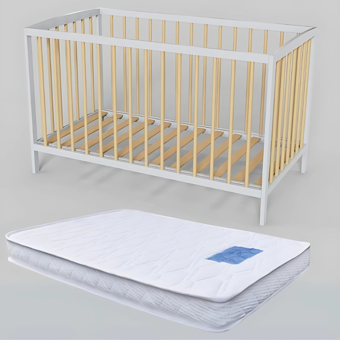 Eldita Santorini Cot White/Natural with Sweet Pea Mattress