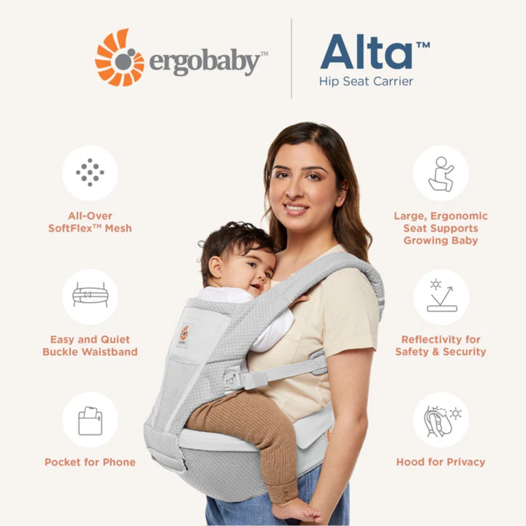 Ergobaby Alta Hip Seat Baby Carrier Pearl Grey