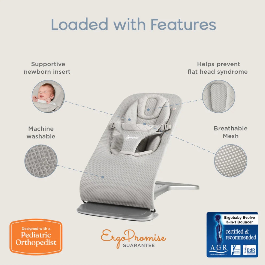 Ergobaby Evolve 3 in 1 Mesh Bouncer Light Grey