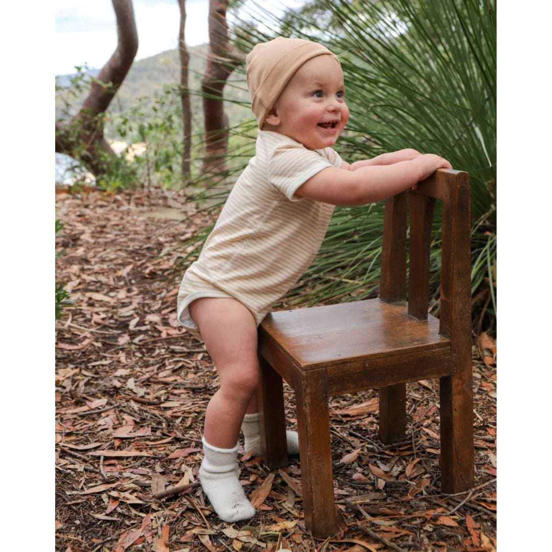 Fibre For Good Undyed Organic Cotton Double Layer Beanie Dark Brown
