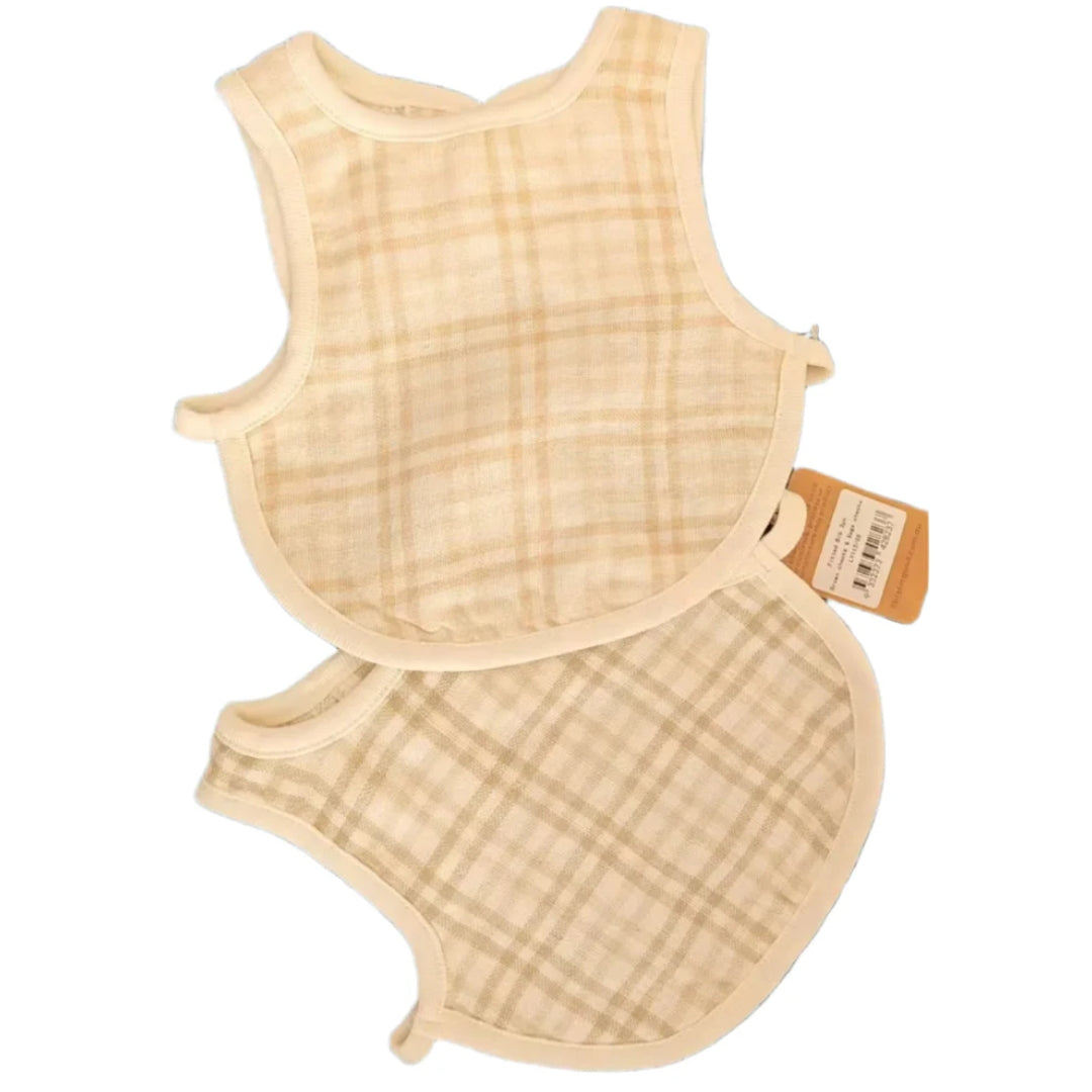 Fibre For Good Undyed Organic Cotton Fitted Bibs 2 Pack Check