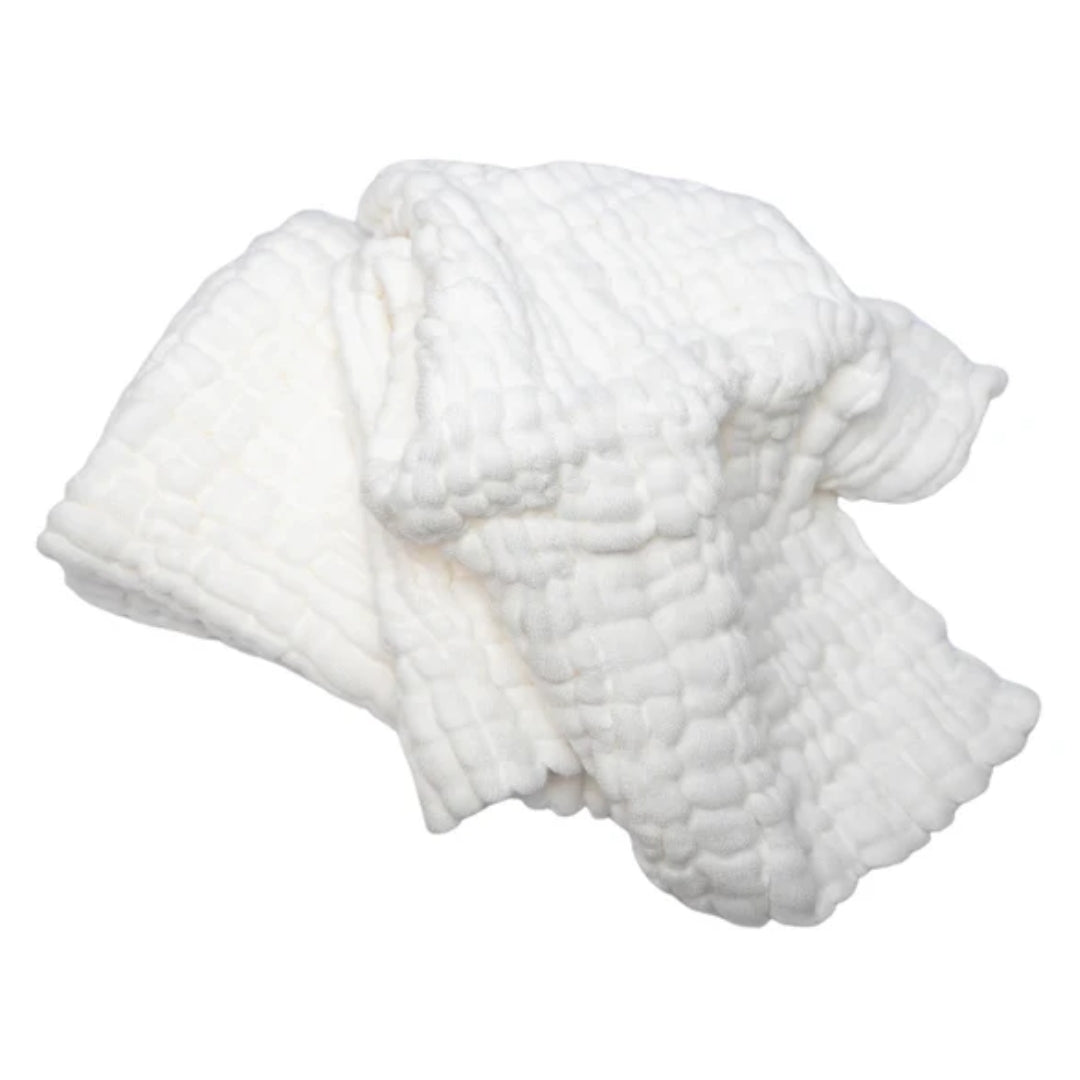 Fibre For Good Undyed Organic Cotton Muslin Burp Cloths 2 Pack White