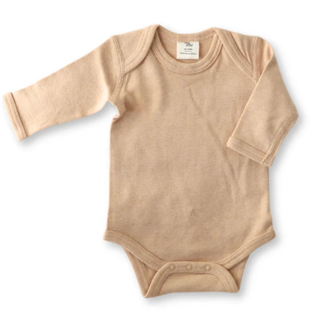 Fibre For Good Undyed Organic Cotton Long Sleeve Bodysuit Dark Brown
