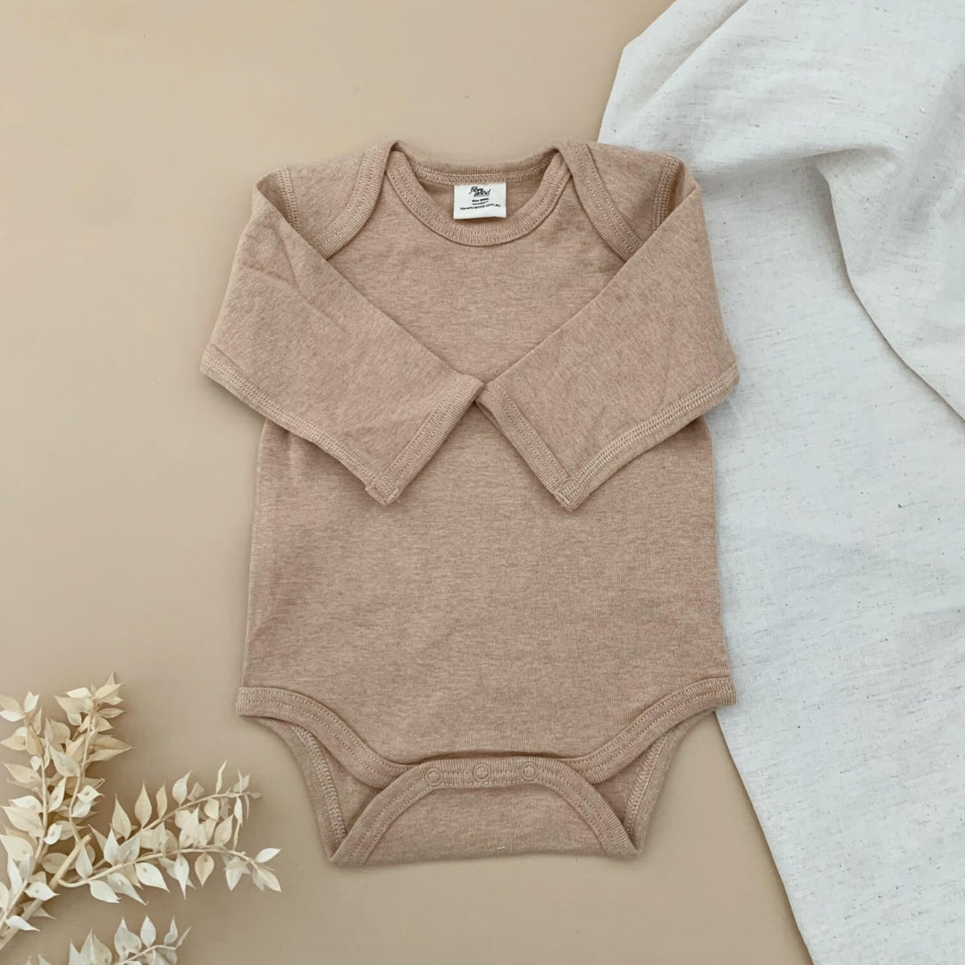 Fibre For Good Undyed Organic Cotton Long Sleeve Bodysuit Dark Brown