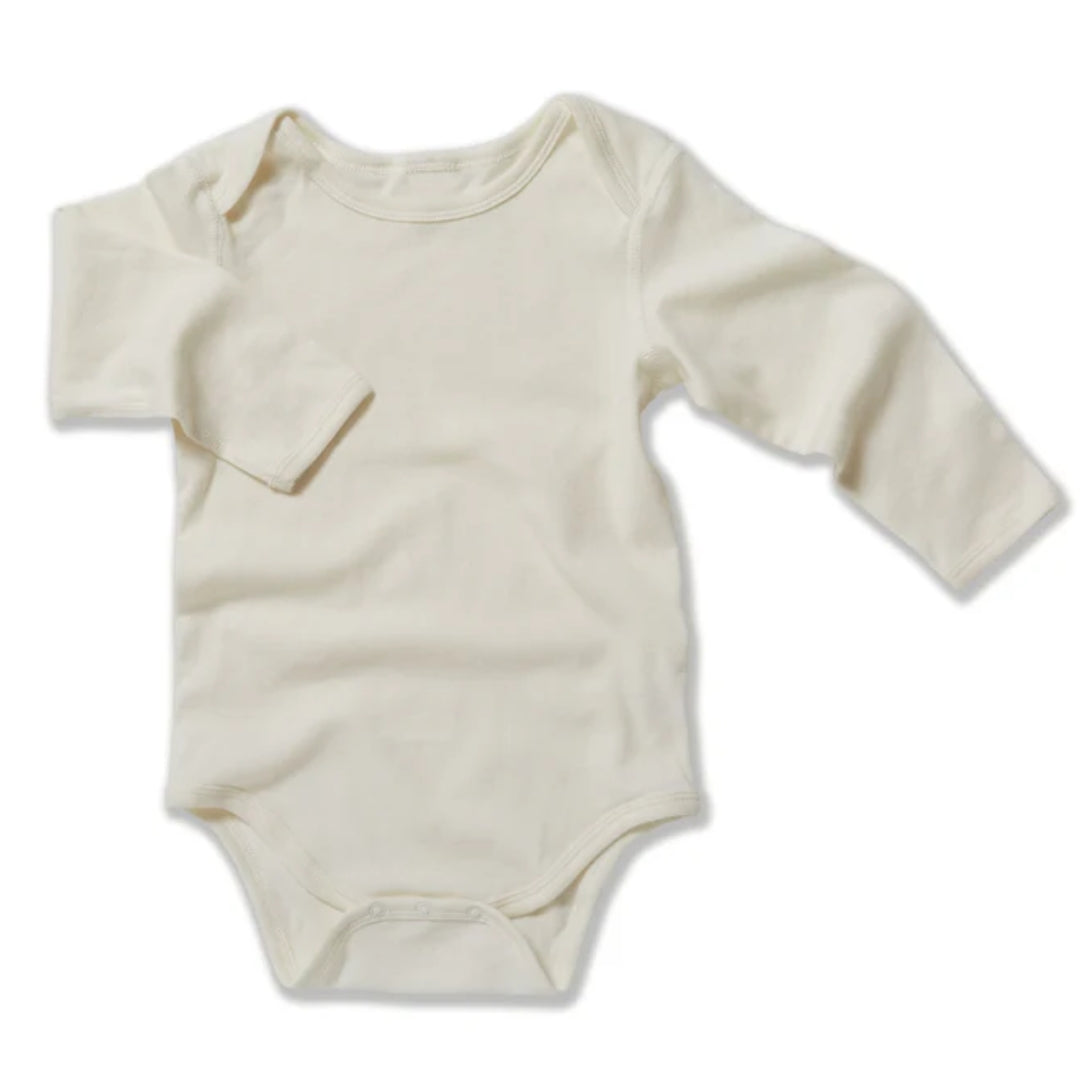 Fibre For Good Undyed Organic Cotton Long Sleeve Bodysuit Natural White