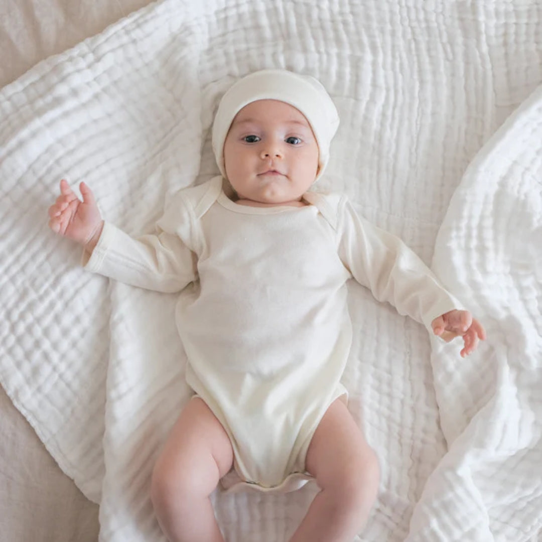Fibre For Good Undyed Organic Cotton Long Sleeve Bodysuit Natural White